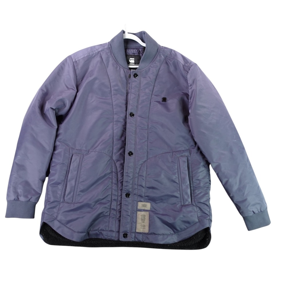G-Star Raw Bomber Jacket Men XL Purple Iridescent Sherpa Lined Gorpcore Tactical